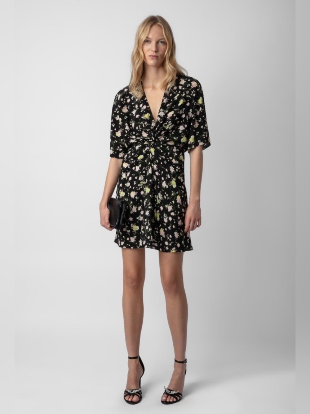 NWT ZADIG & VOLTAIRE ROZOM SOFT CRINKLE ROSES DRESS
